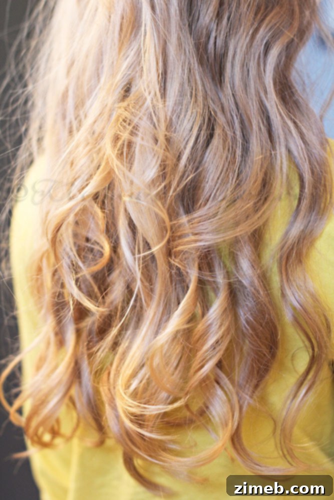 Finished messy beach waves on a tween using Conair Curl Secret