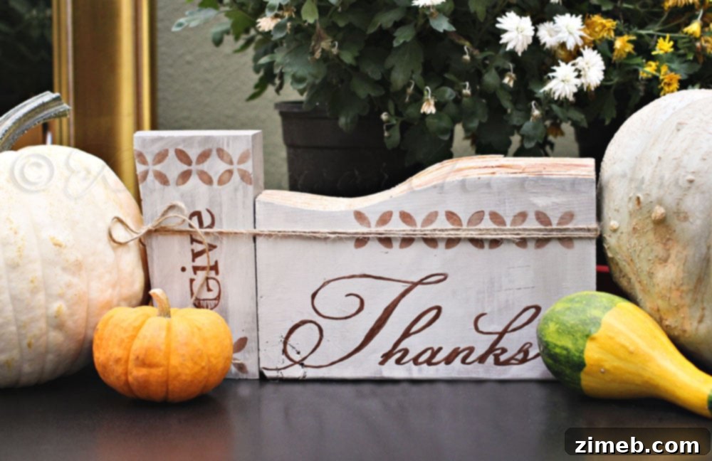 Painted Words of Thanks 2 Give Thanks Painted Signs - Rustic Fall Decor DIY