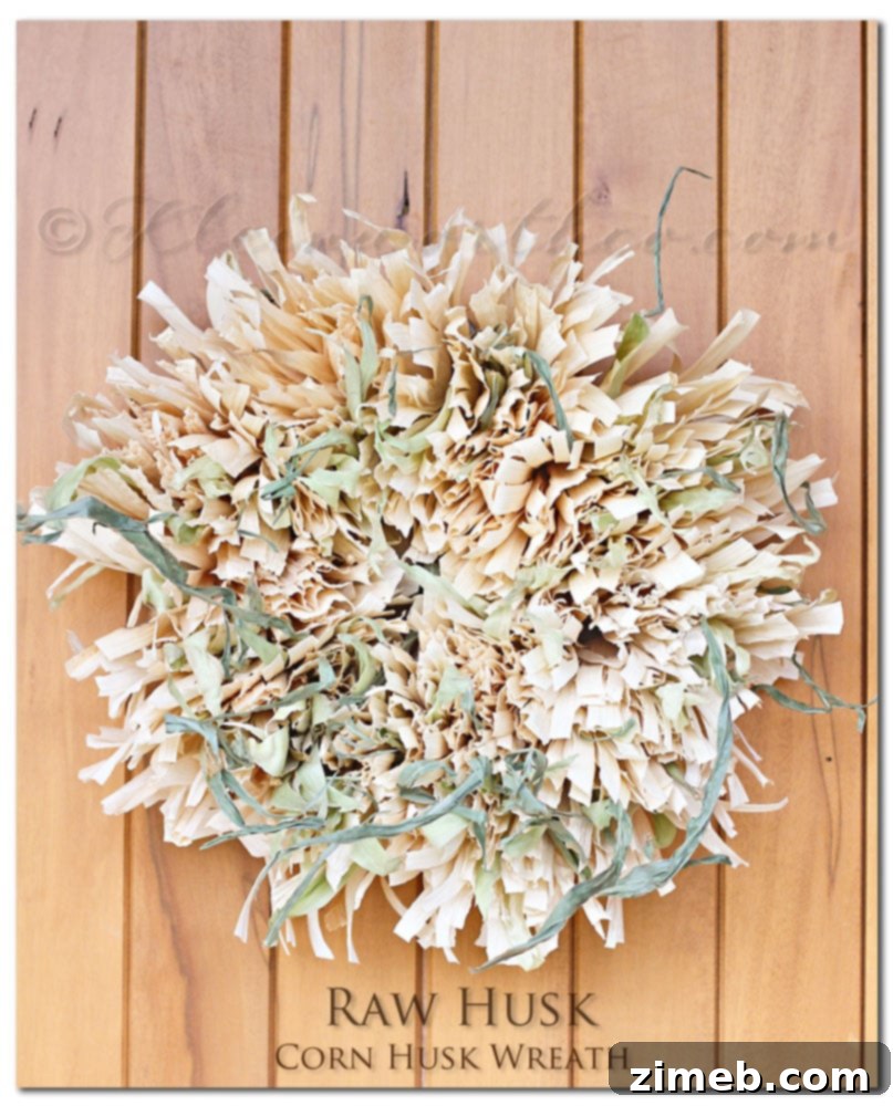 Rustic Raw Husk Corn Husk Wreath for natural and sustainable autumn home decor.