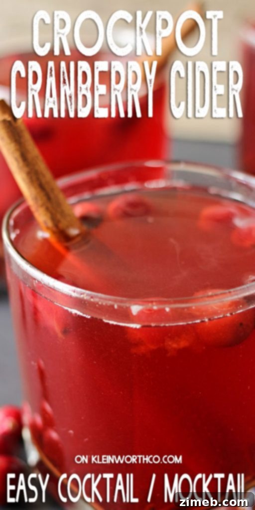 Crock Pot Cranberry Cider - A delicious hard cider made in the slow cooker. Perfect Thanksgiving drink, non-alcoholic or with a splash of rum!