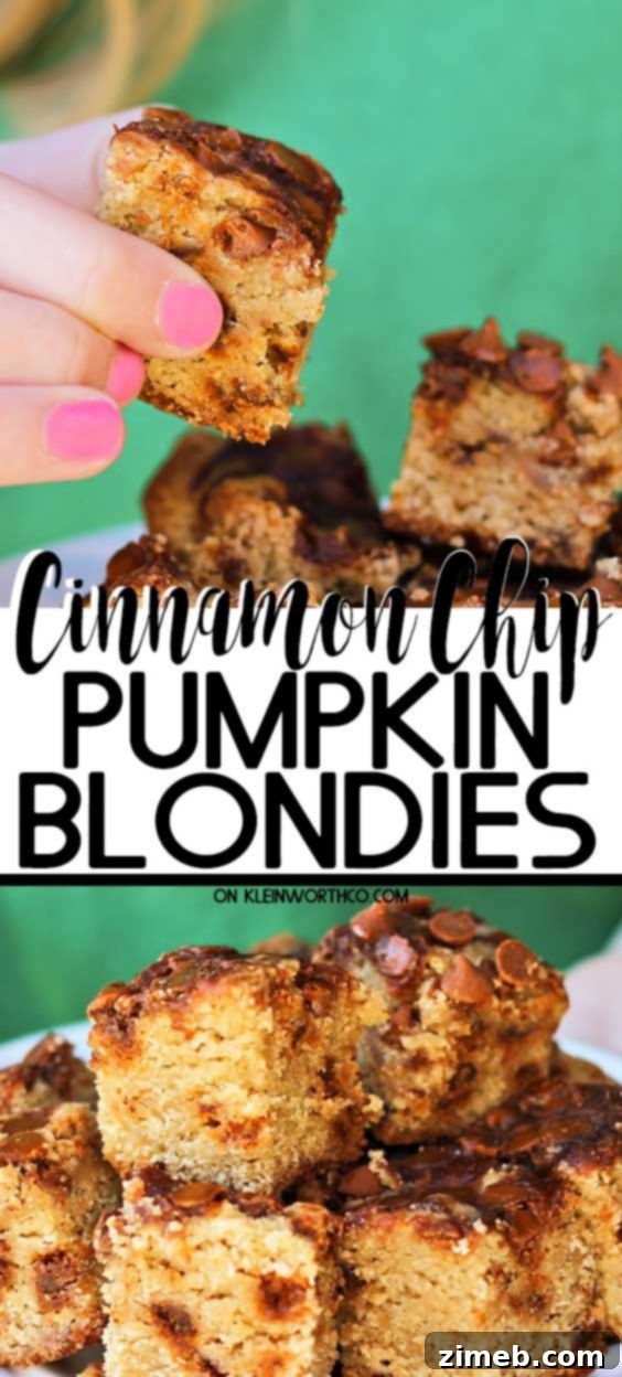 Golden Cinnamon Chip Pumpkin Blondies 2 Cinnamon Chip Pumpkin Blondies