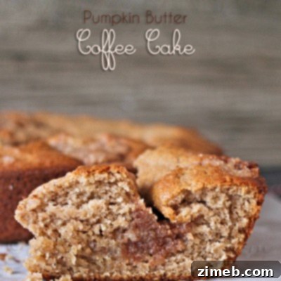 Pumpkin Butter Coffee Cake with a golden, crumbly streusel topping.