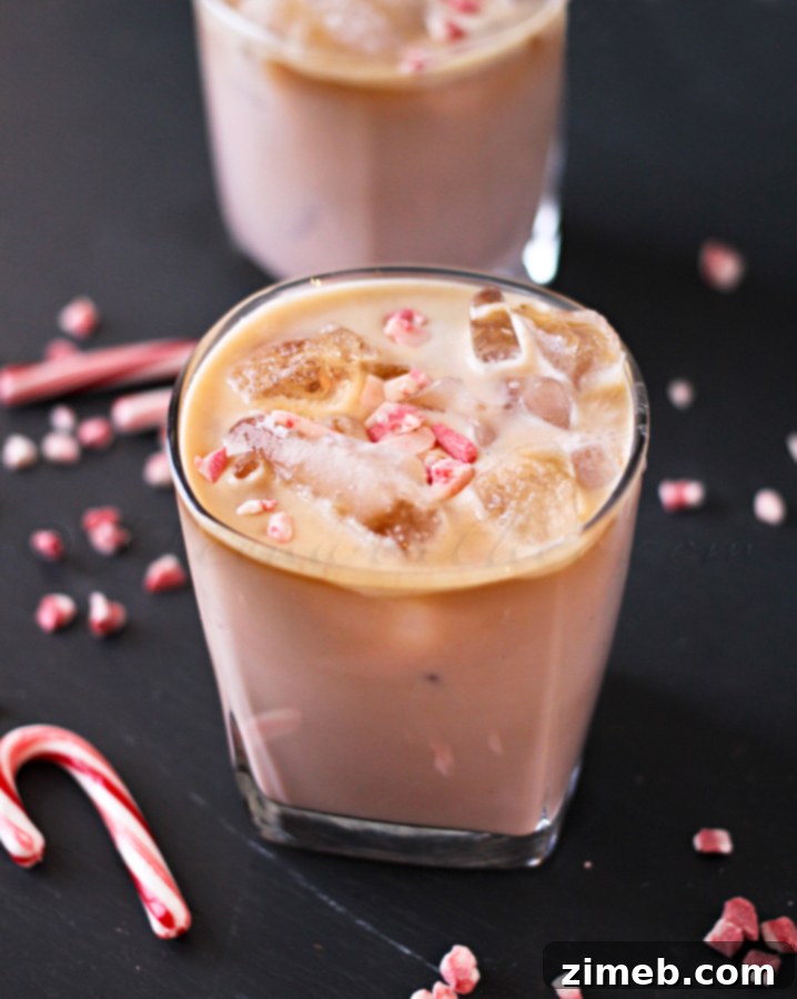 Blush Peppermint Russian 6 Ingredients laid out for making Pink Peppermint Russian, including vodka, Kahlua, and peppermint candy