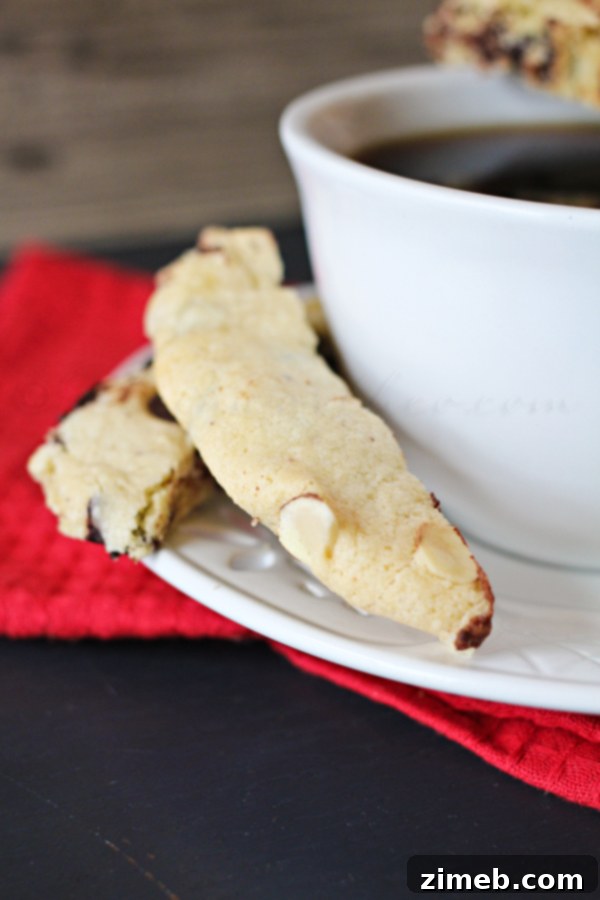 Decadent Dark Chocolate Almond Biscotti 2 Delicious Dark Chocolate Almond Biscotti, perfect for coffee breaks