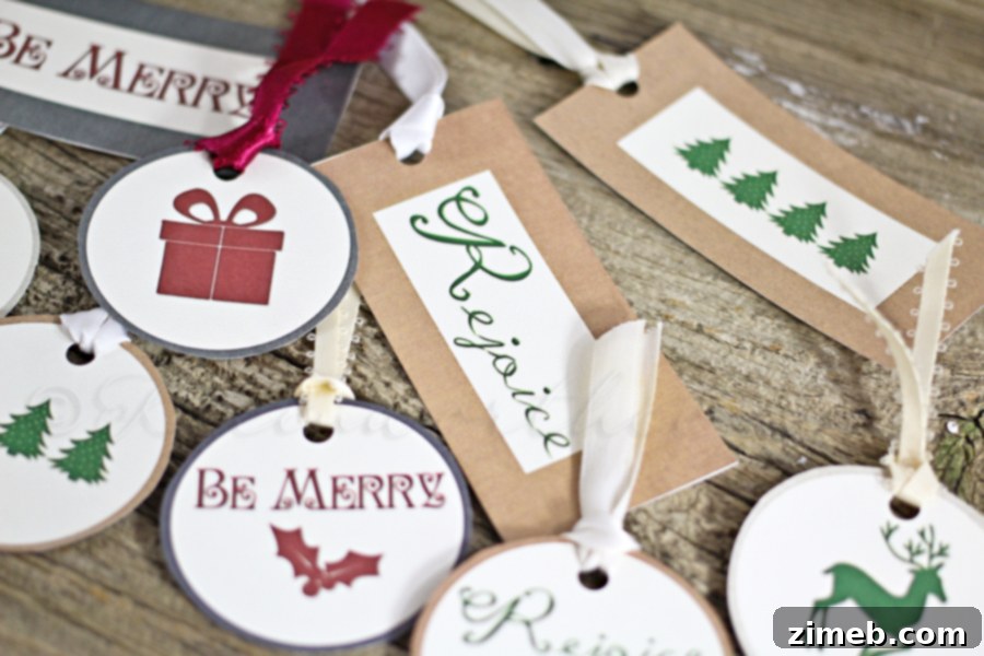 Christmas Gift Tag Printables on Our Festive Blog Hop 4 Christmas Gift Tag Printable ~ Classic designs perfect for rustic or minimalist wrapping.