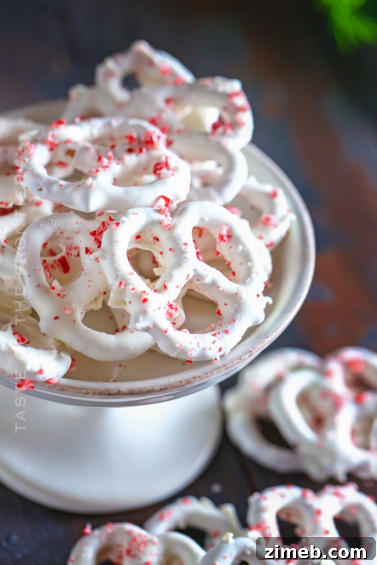 Candy Cane White Chocolate Pretzels 16 easy neighbor gifts