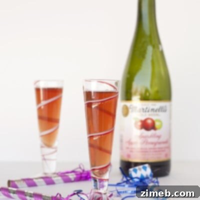 Sparkling Cider New Year's Eve Mocktail, ready to serve.