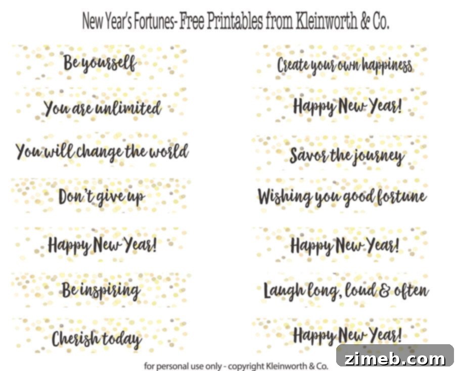 Homemade Fortune Cookies and Printable Wisdom 8 Fortunes New Year Printable Kleinworth & Co