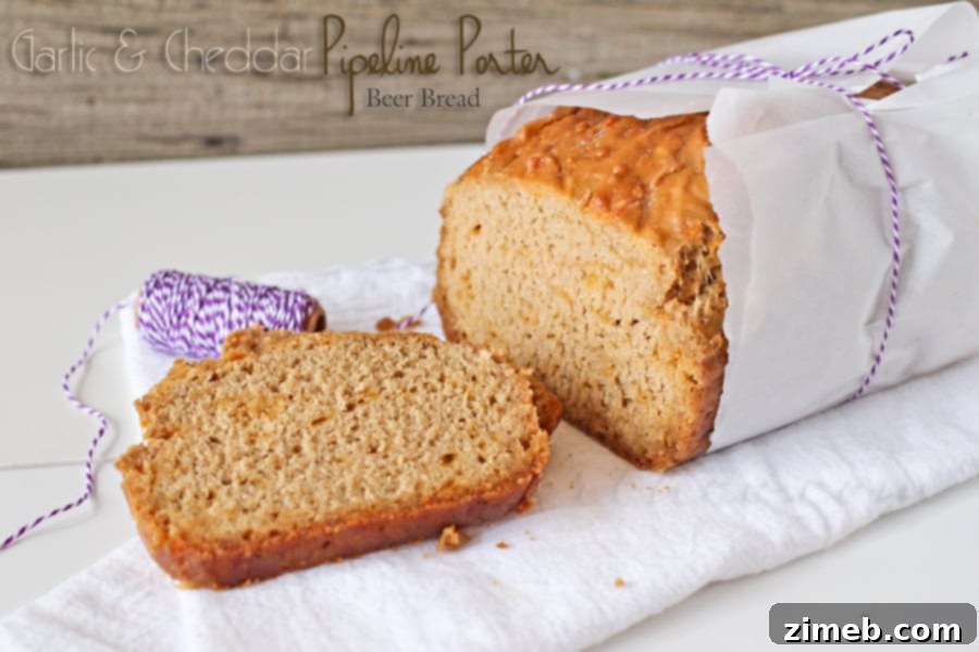 Garlic and Cheddar Pipeline Porter Beer Bread 3 Ingredients for Garlic and Cheddar Beer Bread, featuring a bottle of Kona Brewing Co. Pipeline Porter.