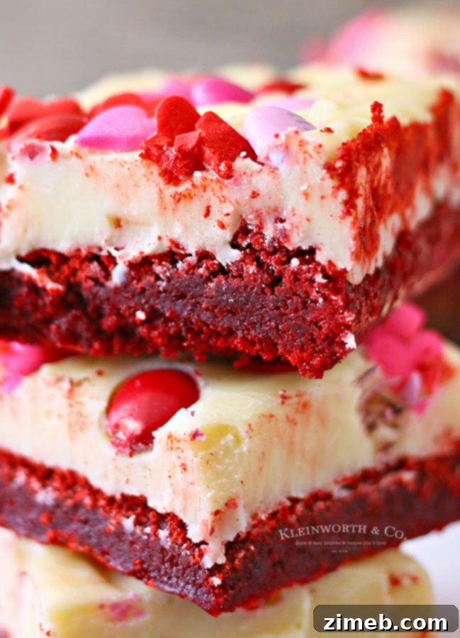 Cupid's Crimson Velvet Brownies 8 frosted Red Velvet Brownies