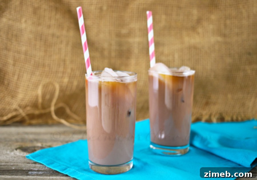 TruMoo Chocolate Marshmallow Iced Coffee 2 Delicious Chocolate Marshmallow Iced Coffee served in a glass with a straw, perfect for a sweet treat
