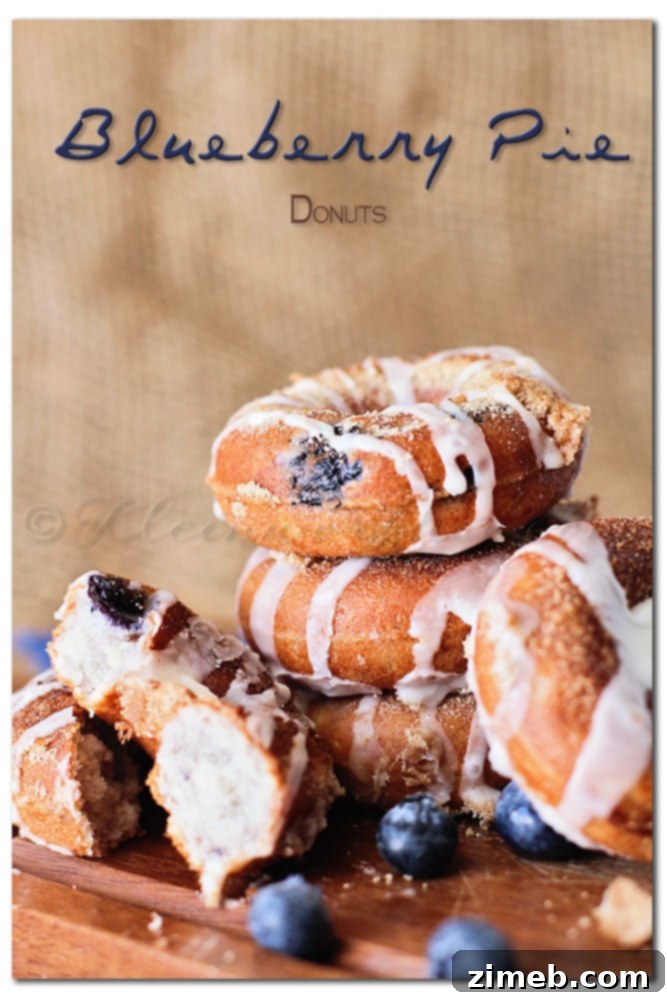 Effortless Blueberry Jam 5 Delicious Blueberry Pie Donuts, glazed and ready to eat.