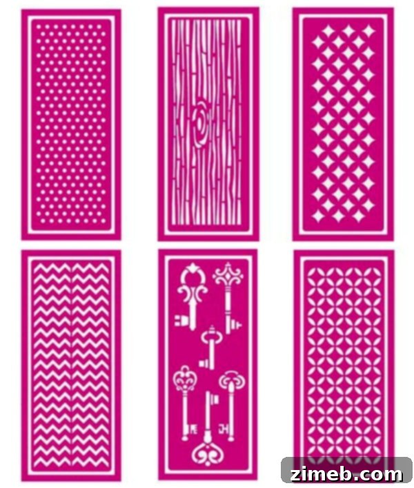 Stenciled Canvas Art for Girls' Rooms 3 Mod Podge Rocks stencils choices - variety of patterns for DIY crafts and home decor
