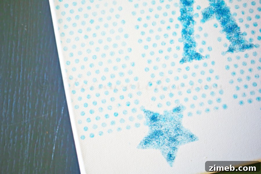 Stenciled Canvas Art for Girls' Rooms 4 Stenciled Canvas Wall Art in progress with Mod Podge stencils and sheer color