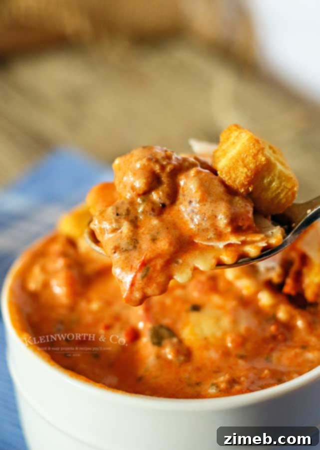 Tuscan Ravioli Comfort Bowl 7 Recipe for Tuscan Ravioli Soup with ground beef and spinach