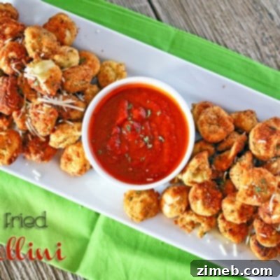 Deep Fried Tortellini on a platter with dipping sauce