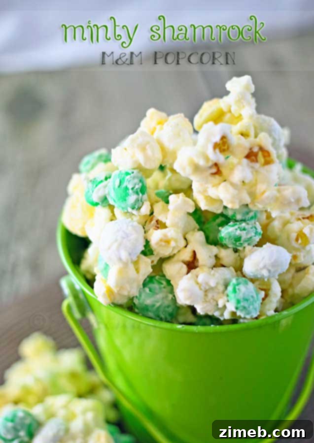 St. Patrick's Day Minty Shamrock M&M Popcorn