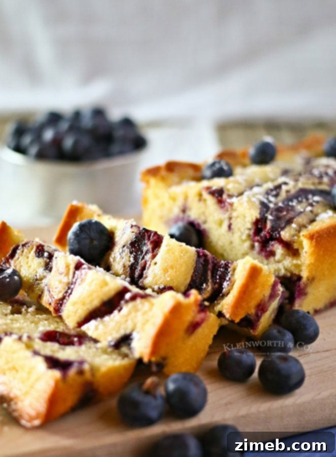 Luscious Blueberry Swirl Pound Cake 4 A selection of delicious pound cake slices, showcasing the Blueberry Swirl Pound Cake.