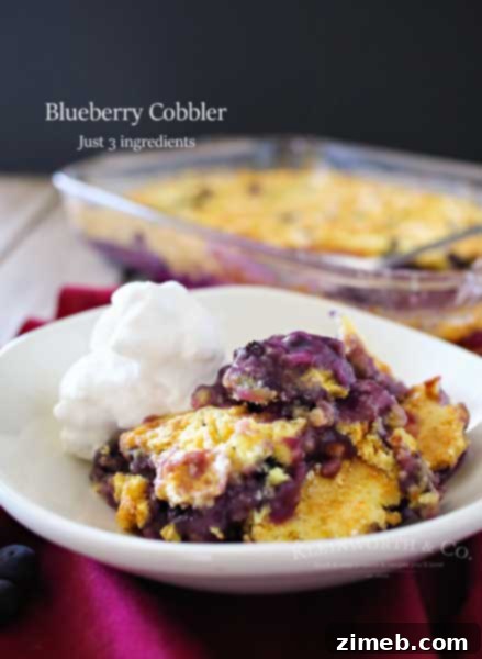 Luscious Blueberry Swirl Pound Cake 9 Blueberry Cobbler, a simple and delicious 3-ingredient dessert.
