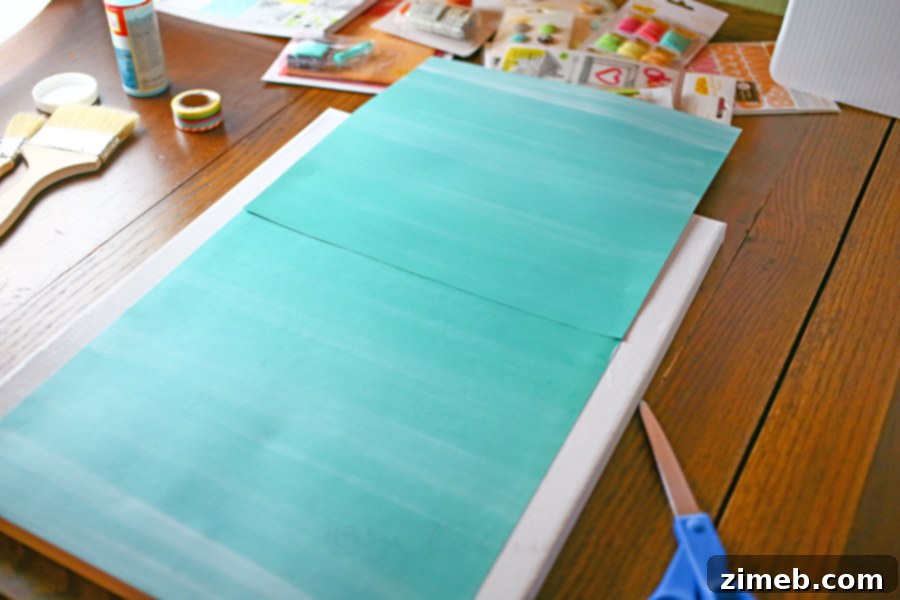 Modern Desk Organizer 6 Applying Mod Podge to Canvas