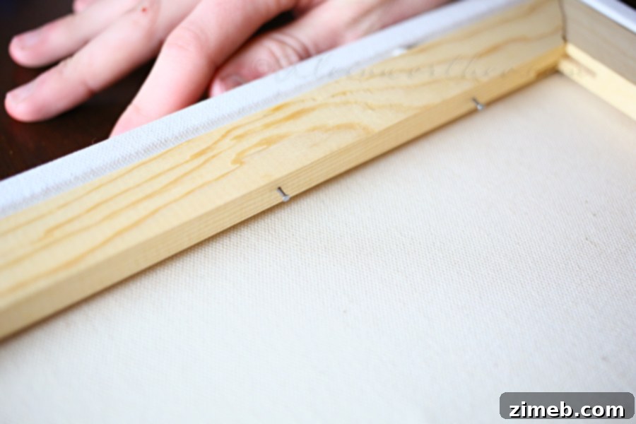 Modern Desk Organizer 9 Installing Anchor Nails on Canvas Back