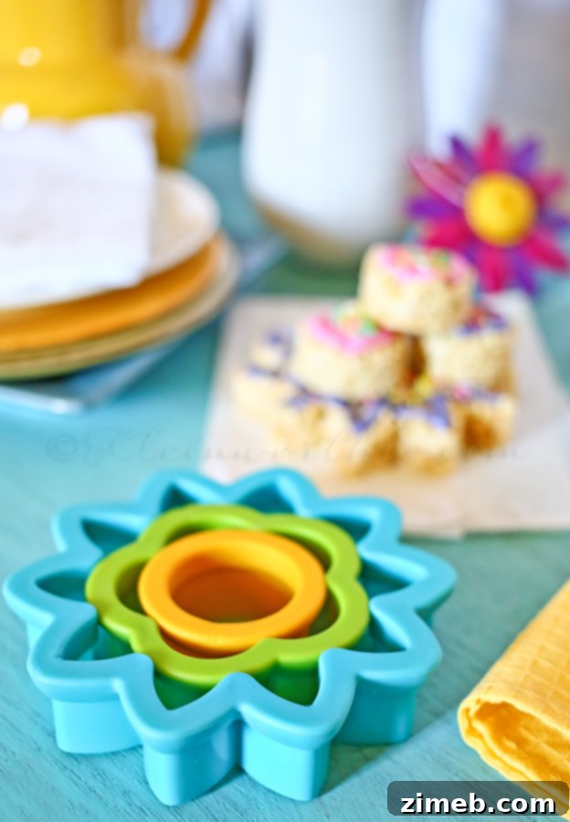 Kizmos Flower Tools Spatula with a decorative floral handle, a key utensil for making Spring Flora Krispies.