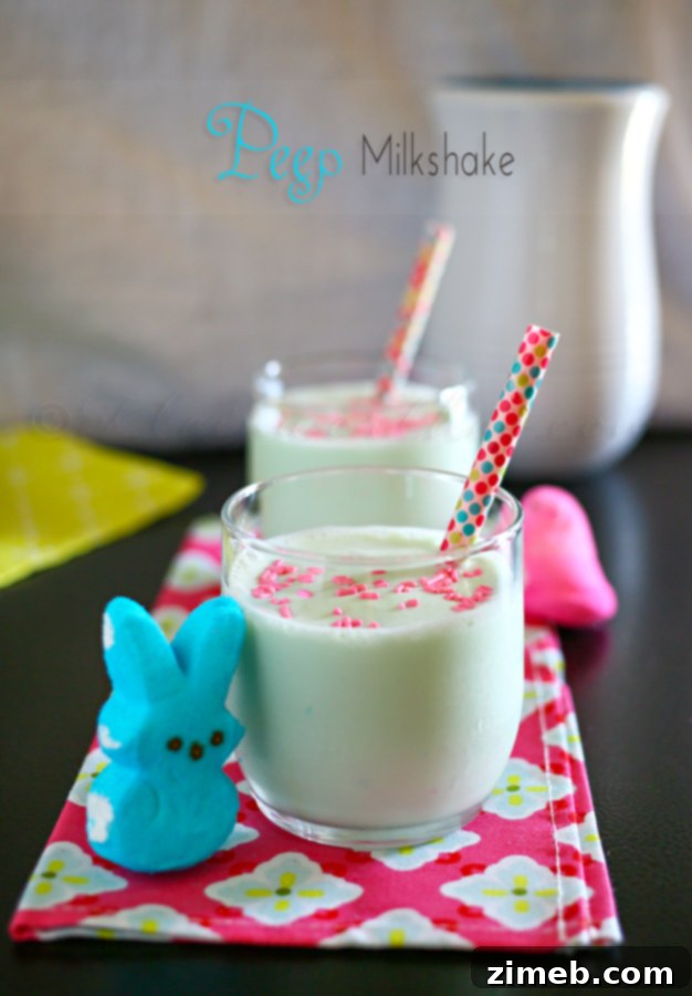 Peep Milkshake with pink sprinkles and a Peep on top