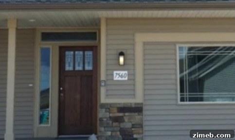 Modern Address Plaque 2 Model home displaying generic, uninspired house numbers – a stark contrast to personalized style.
