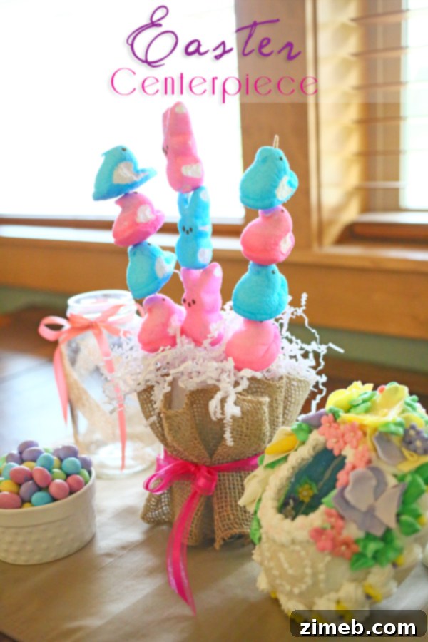 Stunning Easter Table Centerpiece 8 Finished Easter Centerpiece with grass