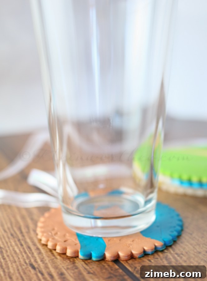 DIY Clay Coasters on baking sheet
