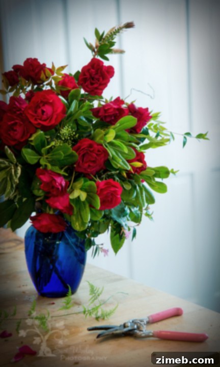 Shaping the Rose 9 Completed Rose Floral Arrangement in a Vase