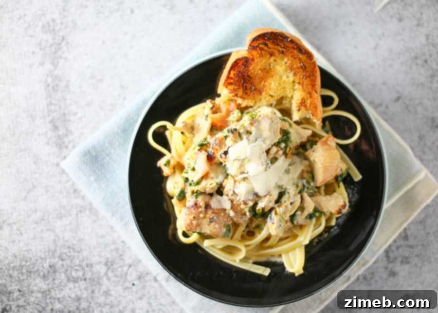 Delicious Chipotle Spinach Fettuccine with a light, creamy sauce
