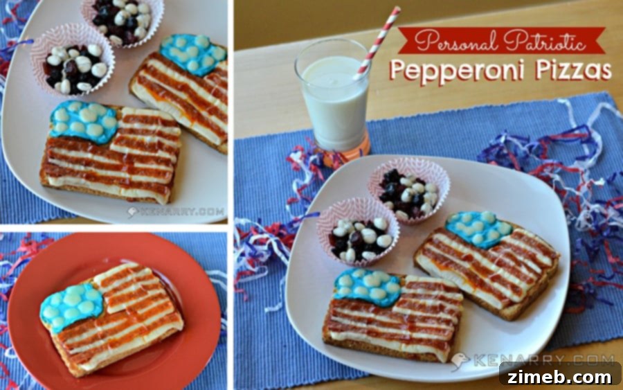 Patriotic Pepperoni Perfection 2 Patriotic Pepperoni Pizza is a fun, easy recipe for kids to make, perfect for summer holidays like Memorial Day, 4th of July, and Labor Day. Features a creative American flag design with pepperoni and cheese.
