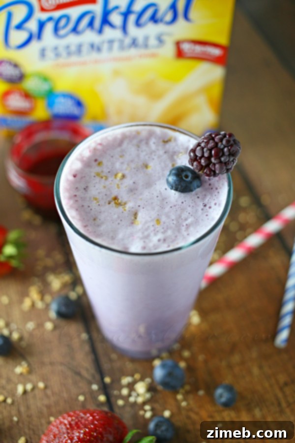 Velvet Berry Dream 4 Vanilla Berry Smoothie with Granola Topping