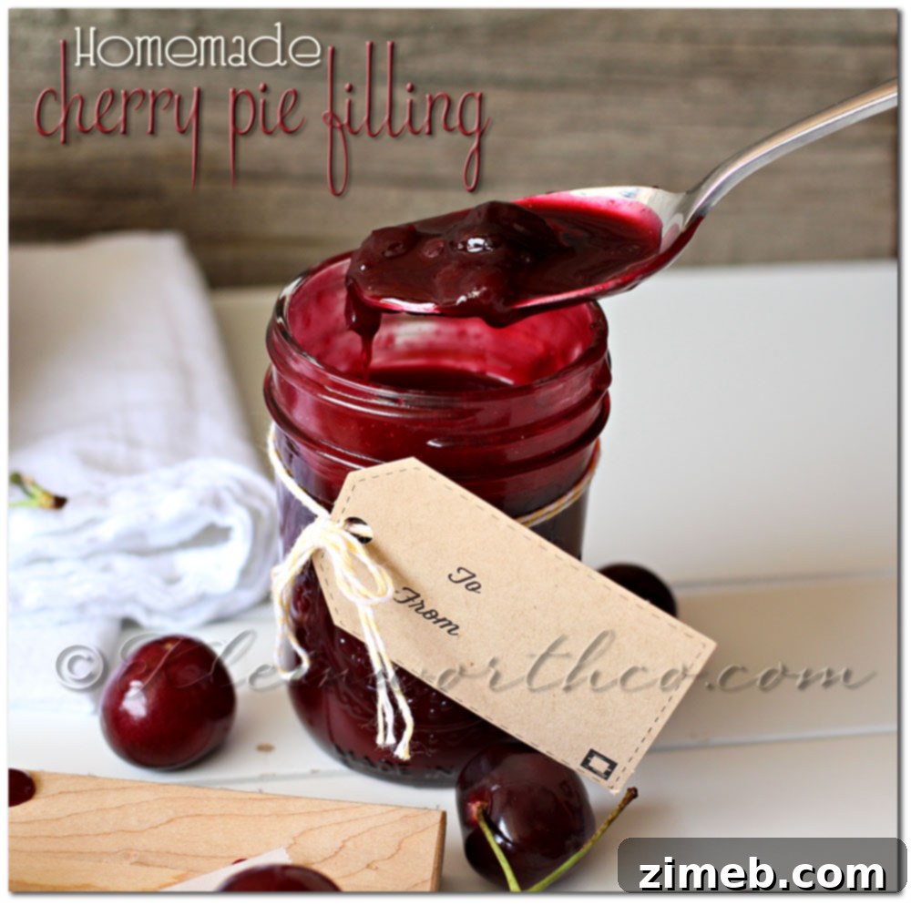 Rich Homemade Cherry Pie Filling, glistening with fruit