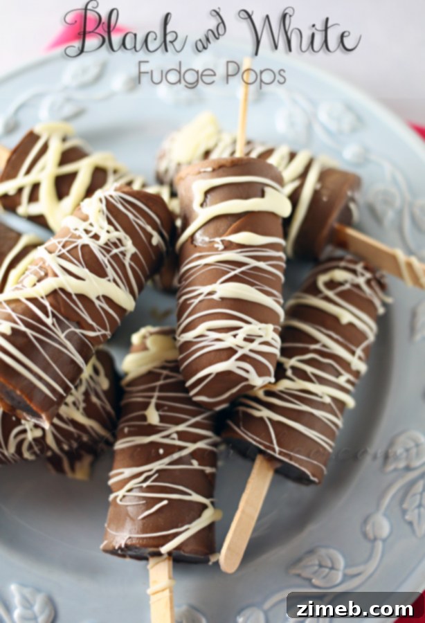 Classic Black and White Fudge Pops 4 Several Black & White Fudge Pops arranged beautifully for a dessert spread