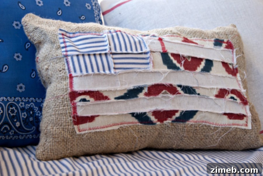 Cozy Patchwork Flag Pillow 7 Completed Scrappy Flag Pillow