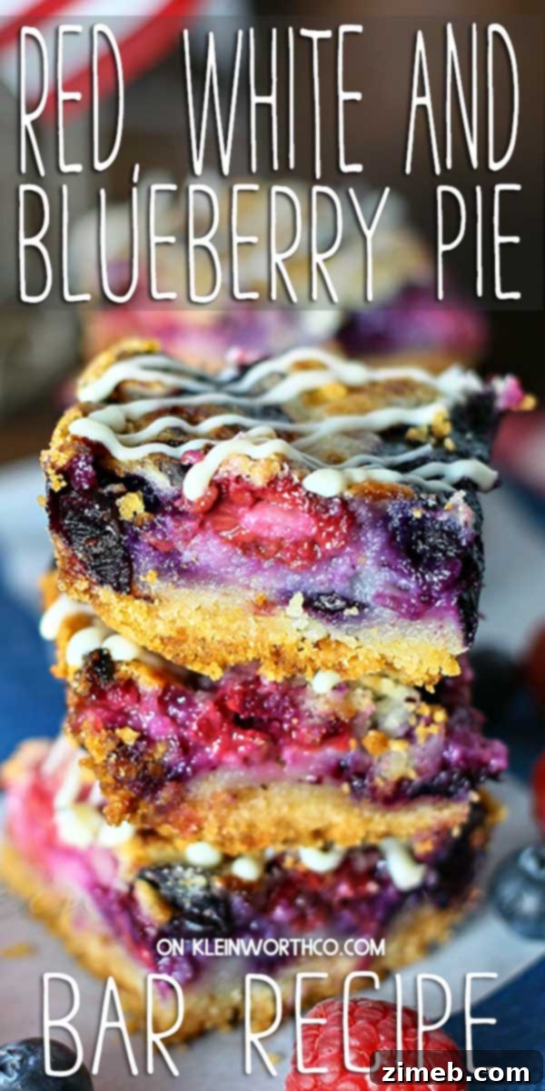 Delicious Red, White & Blueberry Pie Bars for patriotic holidays