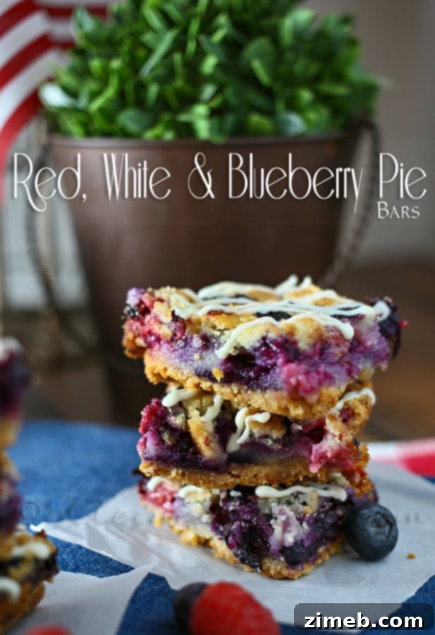 Red White & Blueberry Pie Bars for Memorial Day, 4th of July, Labor Day