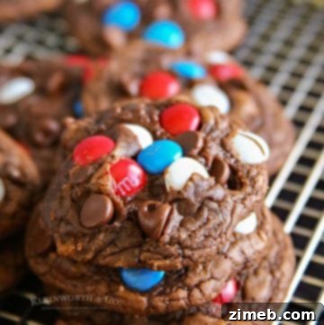 Chewy patriotic brownie cookies for 4th of July