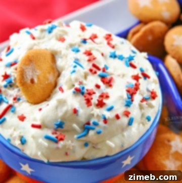 Patriotic Cake Batter Dip for holiday parties