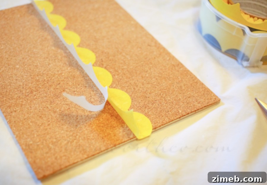 Coastal Chic Pinboard 5 Beachy Painted Corkboard - Applying Shape Tape