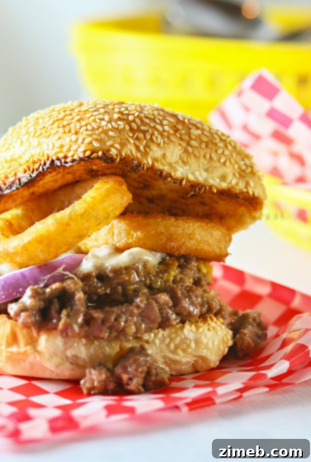 Close-up of the cheesy Buffalo Loose Meat Melt mixture