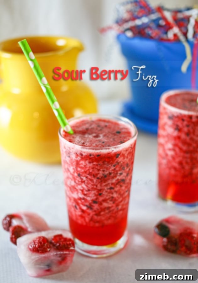 Zesty Berry Pop 4 Sour Berry Fizz served in a glass