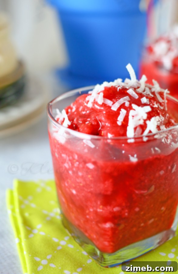 Crimson Coco Freeze 2 Coconut Raspberry Slush, a perfect refreshing summer drink