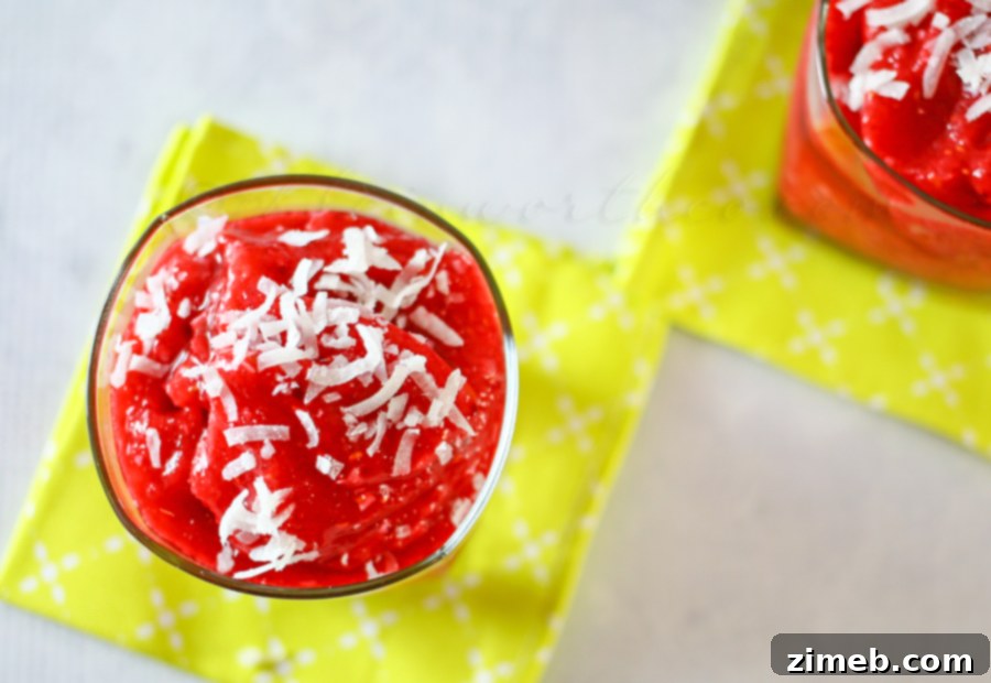 Crimson Coco Freeze 3 Easy homemade Coconut Raspberry Slush for hot weather