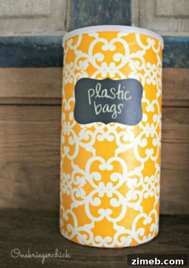 Petite Chalkboard Displays 5 DIY Plastic Bag Storage Container Tutorial