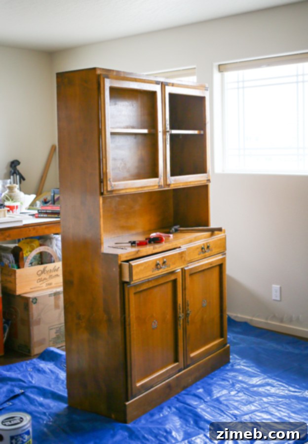 Hutch Gets a Metallic Glow Up 2 Metallic Hutch Make Over - Before