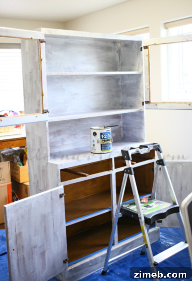 Hutch Gets a Metallic Glow Up 3 Metallic Hutch Make Over - Priming