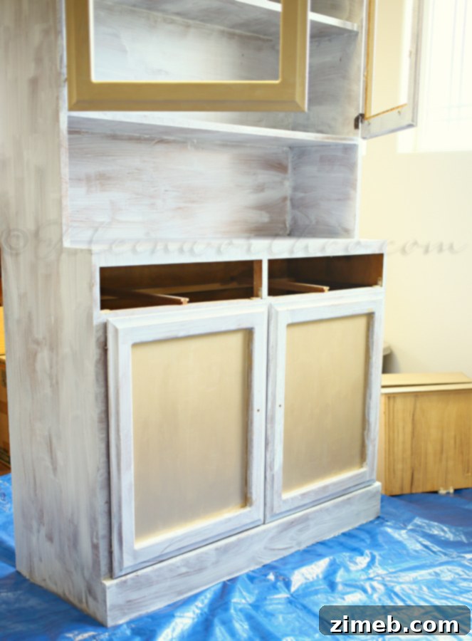 Hutch Gets a Metallic Glow Up 6 Metallic Hutch Make Over - Champagne Paint